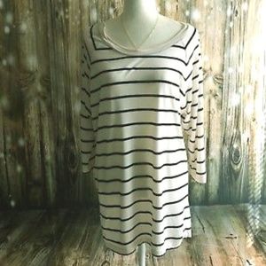Women's Gap Size M Ivory Navy Blue Strip Dress